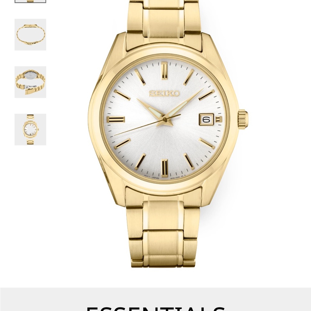 NIB Seiko Essentials Quartz Gold Tone Women’s Watch Sapphire Crystal LumiBrite - Picture 13 of 14